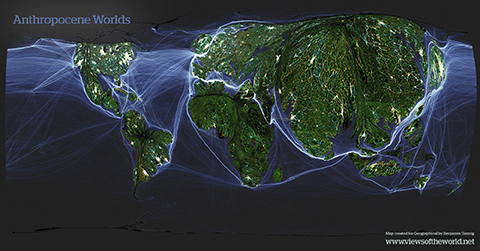 S’appuyant sur une carte construire par anamorphose par Benjamin Hennig, Carlos Moreno souligne la bascule du monde sur un axe sud-est. DR